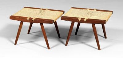 Pair Nakashima walnut footstools: