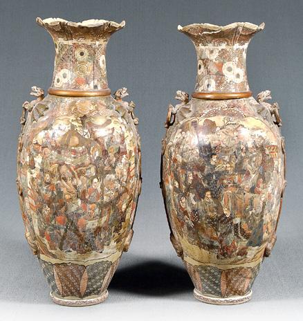 Pair Japanese Satsuma floor vases  9431f