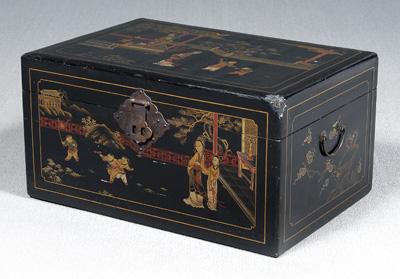 Chinese lacquer trunk, finely decorated