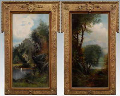 Pair 19th century paintings American 9434f