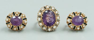 Amethyst and diamond jewelry suite: