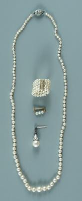 Four pieces pearl diamond jewelry  9436f
