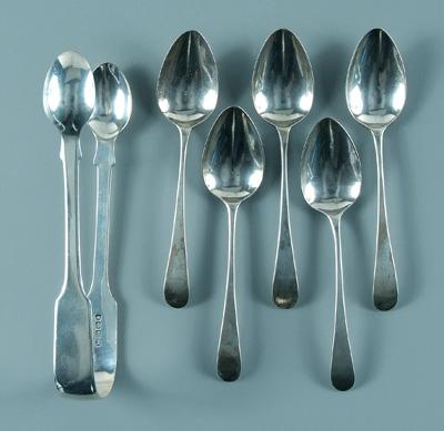 Bateman family silver flatware: five