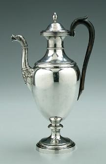 Continental silver teapot, oval