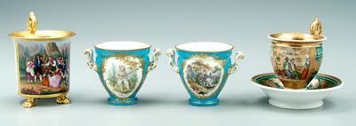 Porcelain cups and saucers: one