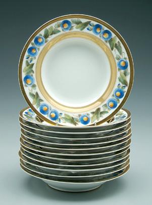 Set twelve Sevres soup plates: