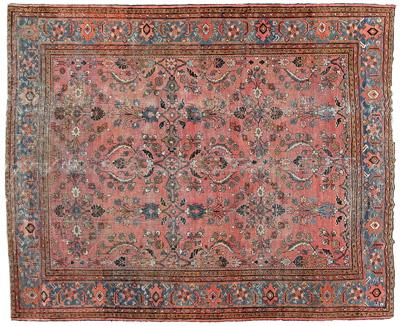 Mahal rug, repeating floral designs