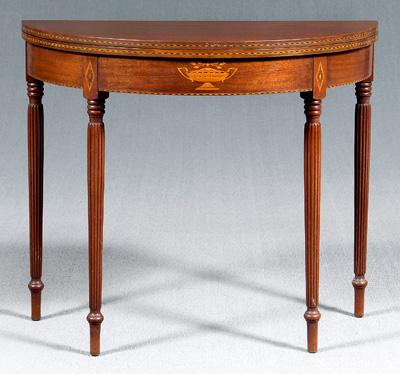 Federal style inlaid games table, mahogany,