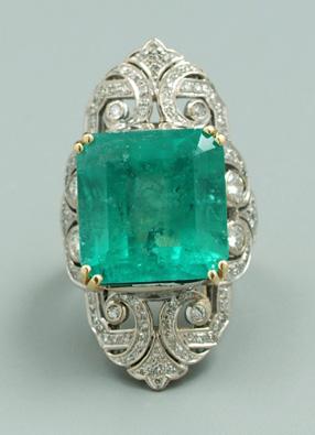 Emerald and diamond ring square 9440f