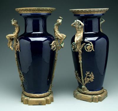 Pair Louis XVI style porcelain urns: