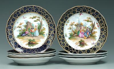 Nine Meissen shallow bowls: each with