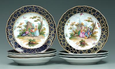 Nine Meissen shallow bowls: each