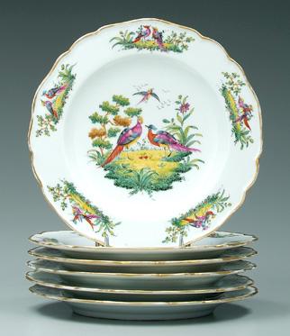 Six porcelain plates: hand painted