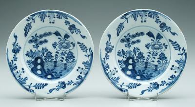 Two Delft shallow bowls: blue and