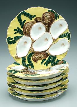 Six Limoges oyster plates: oyster shells