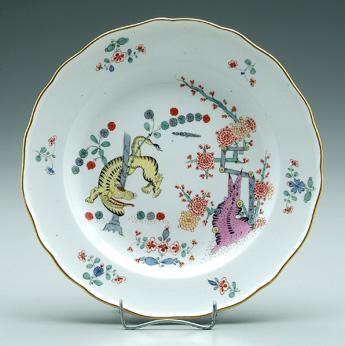 Meissen plate, tiger in forest, in the