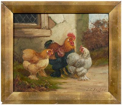 E. S. England painting, chickens