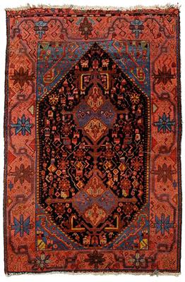 Hamadan rug, dark blue/black central