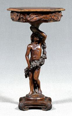 Carved figural pedestal, mahogany