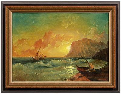 Painting after Aivazovsky, sunset