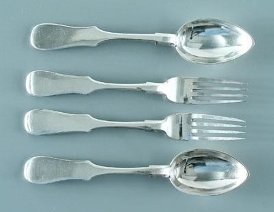 Four pieces Russian silver flatware: