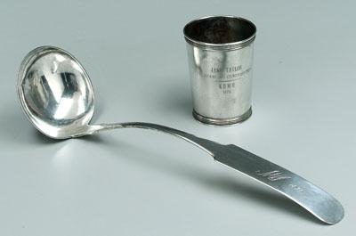 Sterling julep cup and coin ladle: sterling