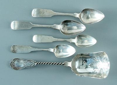 Five Southern coin silver spoons  9490d