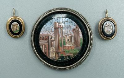 Three pieces micromosaic jewelry: