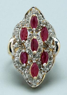 Ruby and diamond ring seven marquise 9491e