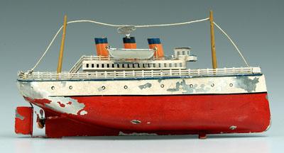 Tinplate Bing key-wind steamship,