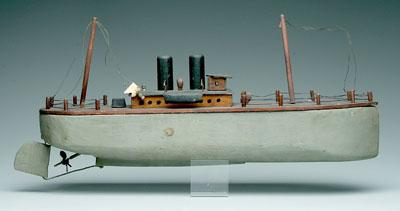 Folk art steamship, battery powered,
