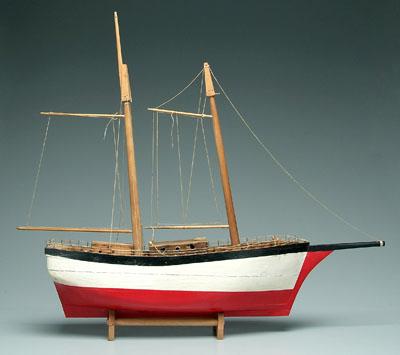 Folk art two masted schooner wooden 9494c