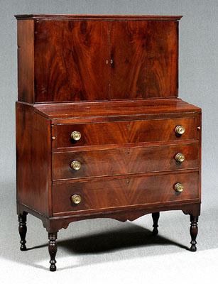 Federal mahogany lady's desk, two-part