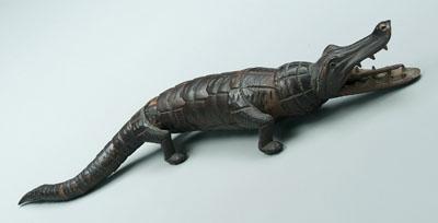 Articulated wooden alligator, flexible