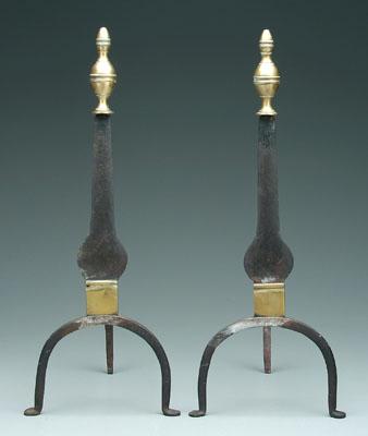 Pair blade type andirons: wrought