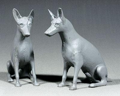 Pair cast iron dogs each seated 9496d