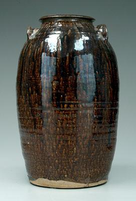 Alkaline glaze stoneware jar, two