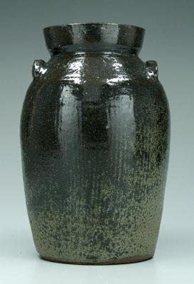 Alkaline glaze jar, mottled glossy