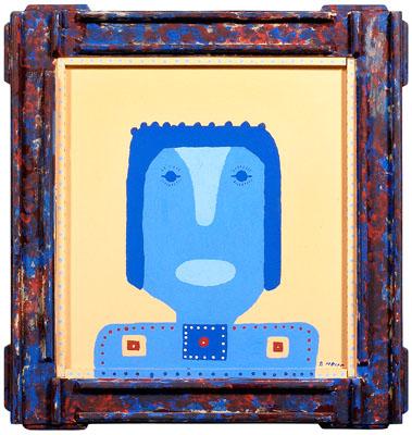 B Nelson outsider art blue figure  949f8