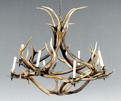 Eight-light antler chandelier,