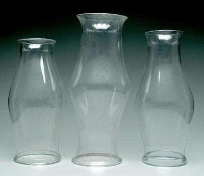 Three blown glass hurricane shades: