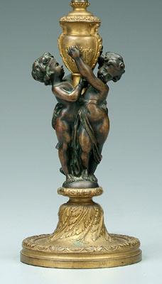 Bronze figural lamp base, candlestick