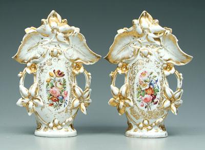 Pair Old Paris vases: hand painted