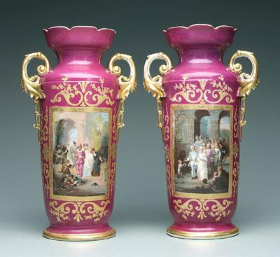 Pair porcelain urns: each with