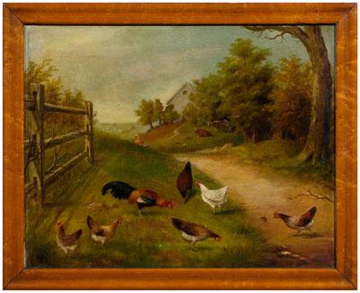 19th century painting of chickens  94a41
