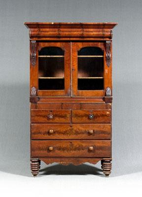 Classical mahogany bookcase over chest