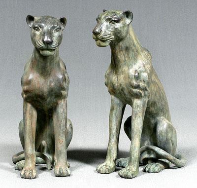 Pair patinated bronze lions or 94a7a