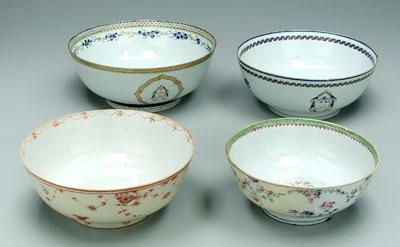 Four Chinese export bowls one 94a85