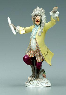 Meissen figurine: monkey bandleader,