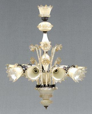 Nine-arm Venetian chandelier, iridescent